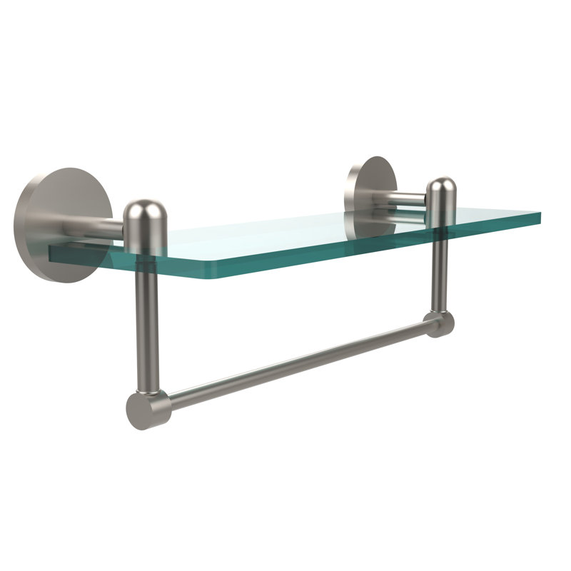 Itzhak Bracket Shelf with Towel Bar, 16", Unlacquered Brass