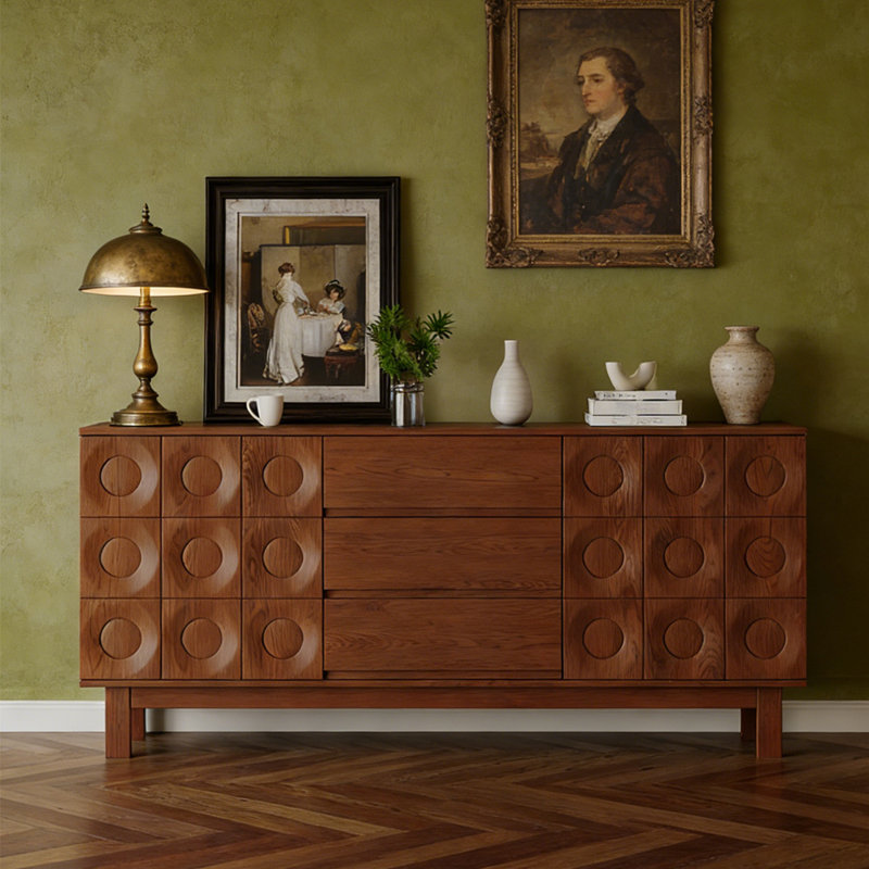 French Minimalist Style Sideboard, Brun