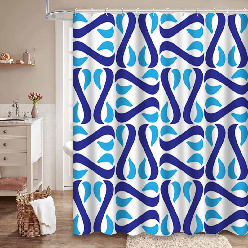Rideau de douche abstrait avec 12 crochets, L 72 po x l 72 po