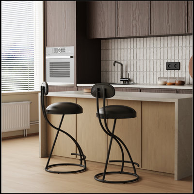 Bar Stools Upholstered Counter Height Barstools for Kitchen Island Set of 2 Modern PU Leather -  17 Stories, E82E962E5E8F4B698B69446724A06BBA