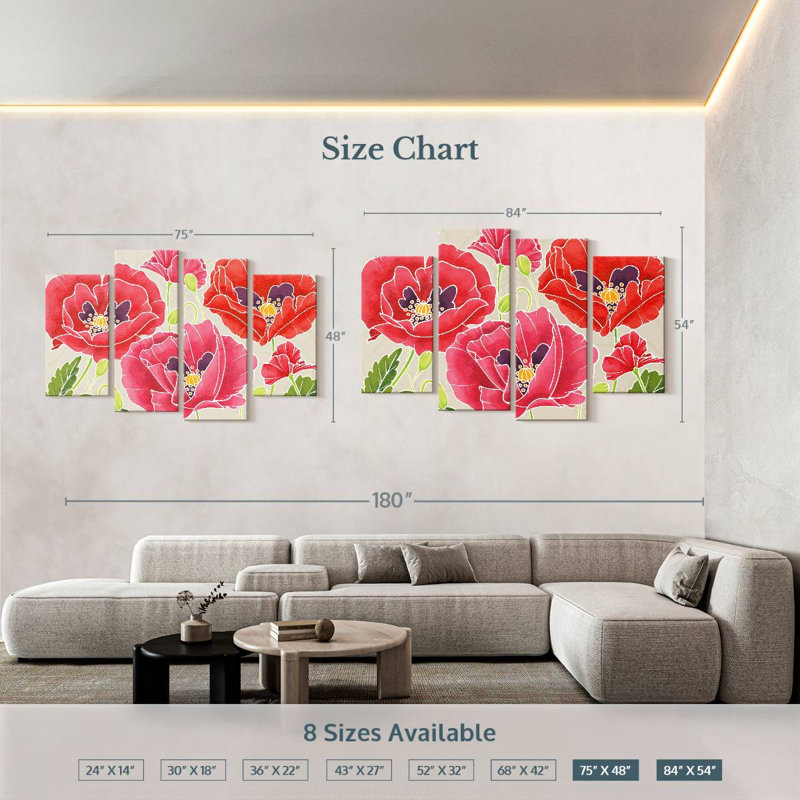 Kerner Sunshine Poppies, 54" H x 84" W