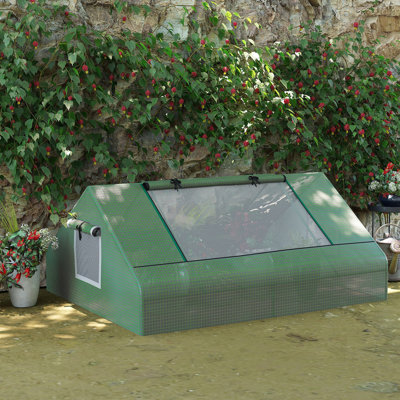Serre 71 po x 55 po x 32 po, abri pour plantes de jardin, entrée à fermeture à glissière, serre à fleurs extérieure pour environnement de croissance optimale 71 po x 55 po x 32 po, structure en acier stable, housse protégée, promouvoir la santé et