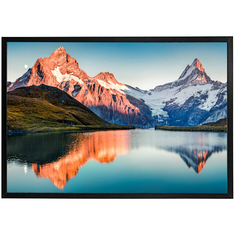 Fronton Fantastic Evening Panorama Of Bachalp Lake - Single Picture Frame Print, 76cm H x 114cm W x 4cm D, Black Framed