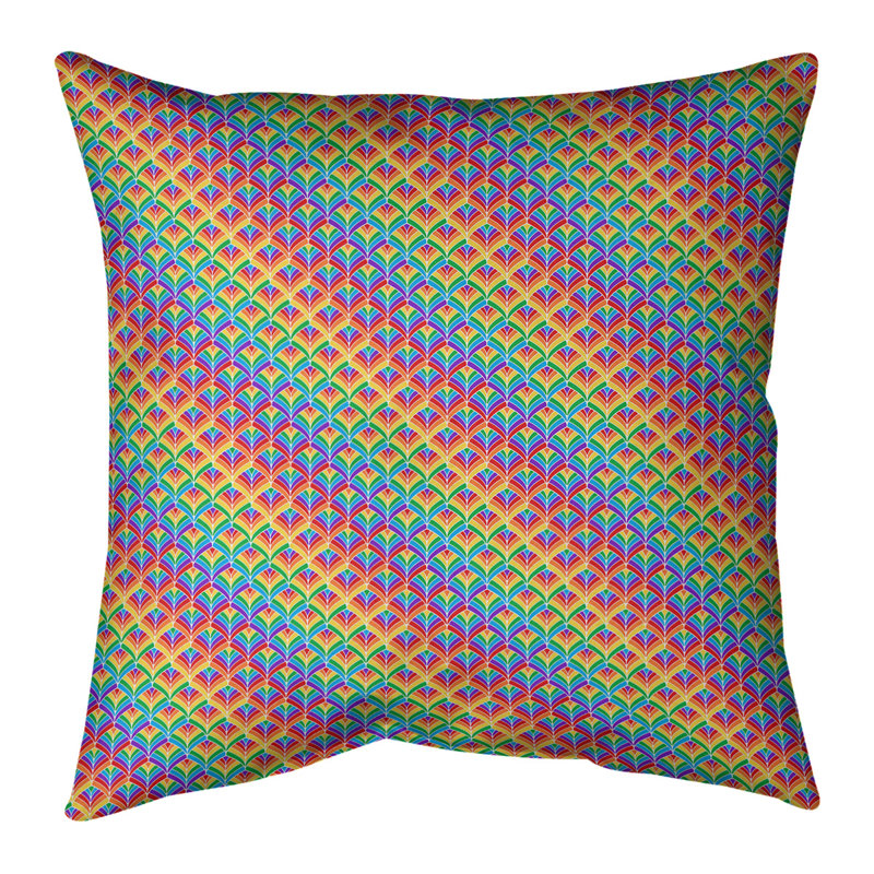 Housse et insert de coussin en coton, Pas de bourre, H 16 po x l 16 po, Jaune / Bleu / Rouge
