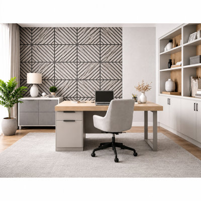 Ensemble de 4 panneaux muraux décoratifs en MDF géométrique moderne gris Petraki & Co. (ensemble de 4)