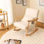  2 Pcs Upholstered Rocking Chair With Pillow Rocking Armchair With Rubber Wood Frame Beige