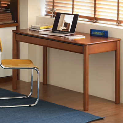 Walnut Rectangular Solid Wood with 2 drawers desk