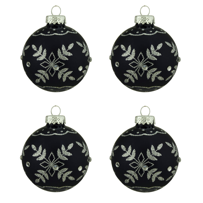 Ornements de Noël en forme de flocons de neige en verre mat noir mat