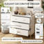 Armoire de rangement blanche à 3 tiroirs avec poignées en or rose et base en bois massif, commode nordique moderne pour chambre d'enfant de bureau