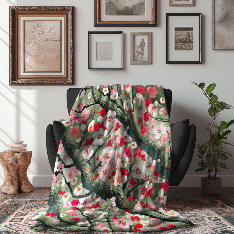 Jeté Springtime Sprout Oasis - 1 pièce Premium Sherpa B, L 60 po x L 80 po