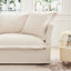 3 avec 3 repose-pieds en chenille crème, et spacieux repose-pieds de salon, tissu en chenille, configuration de cinéma maison élégante