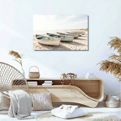 Plage, bateaux sur toile, reproduction d'art sur toile, ensemble de 1