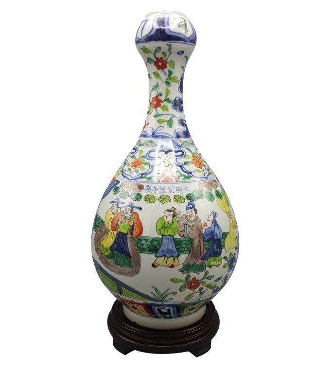 Chinese Vase Garlic Shaped Famile Vert