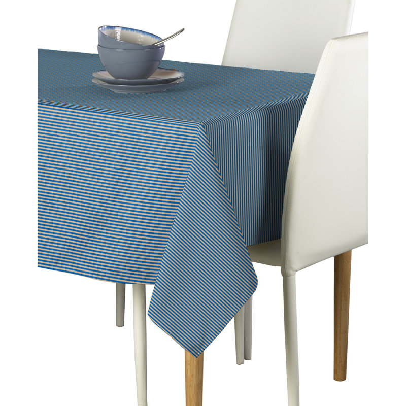 Cotton Striped Rectangular Tablecloth, 120" L x 60" W, Royal