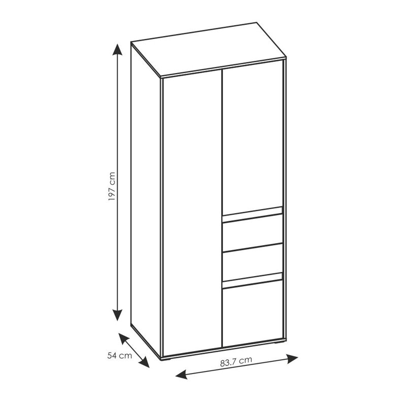Madaket 3 Door Wardrobe, White/Black/Chili red