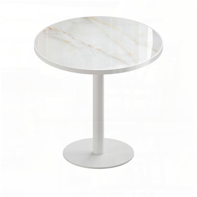 Round Faux Marble Dining Table with Titanium Gold Feet (31.5")