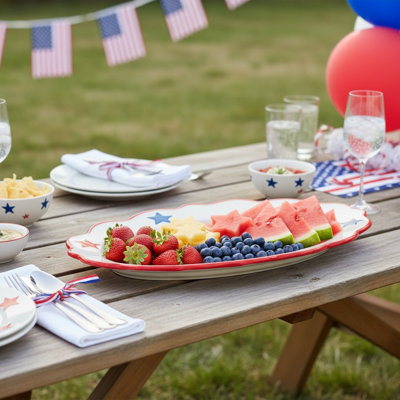 10 Strawberry Street Star-Spangled Serve Oval Serving Platter