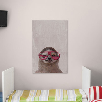 Retro Sloth 1 Piece Wrapped Canvas Painting