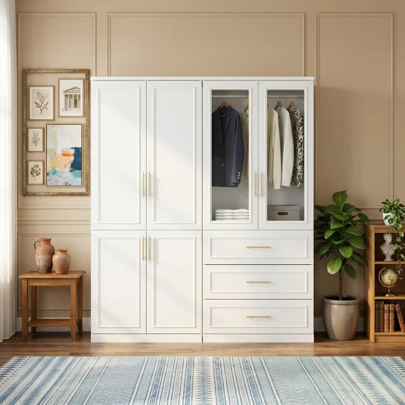 63.3" Wide 6-Door Armoire with Drawers