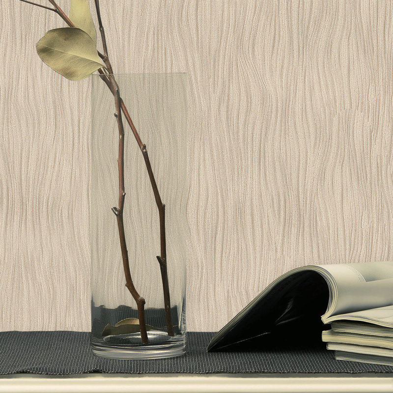 Minoris Textured River Effect Wallpaper Roll, Beige