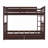 Space-Saving Split Level Twin Over Twin Solid Wood Bunk Bed with Ladder and Two Storage Drawers, Warm Brown-1721009349