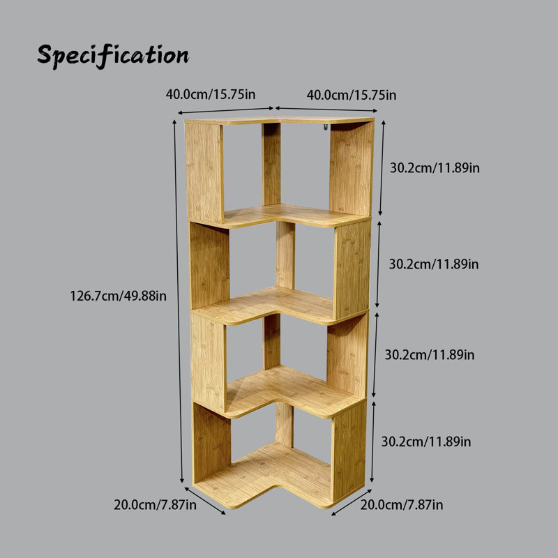 Bibliothèque modulaire d'angle avec plusieurs options de taille, (2 tablettes) H 25,24 po x l 15,75 po x P 15,75 po