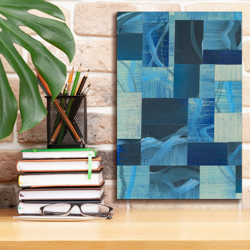 «Denim Blocks I» par Regina Moore, art mural sur toile, 18 po x 26 po, H 18 po x l 12 po x P 0,75 po