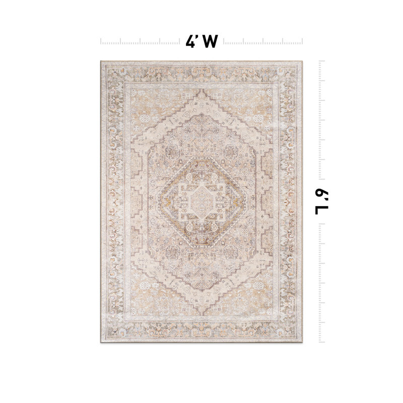 Tapis beige à motif antidérapant Valora, Rectangle 4pi x 6 pi