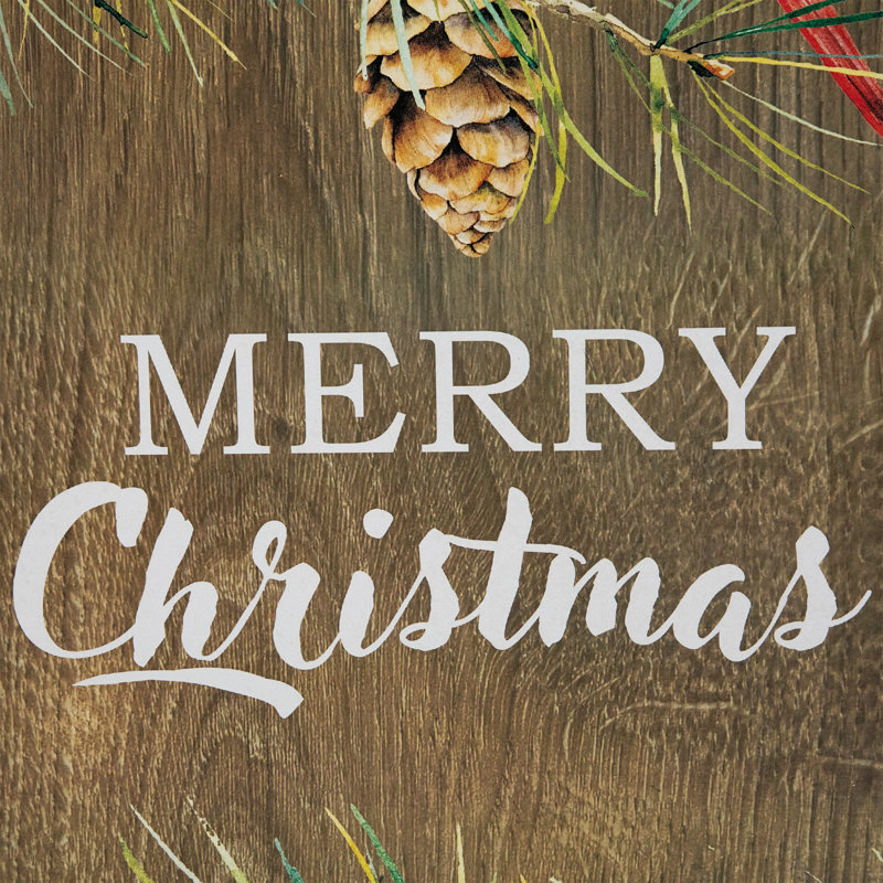 Panneau de véranda en bois "Merry Christmas" Cardinal - 38 "- brun et rouge