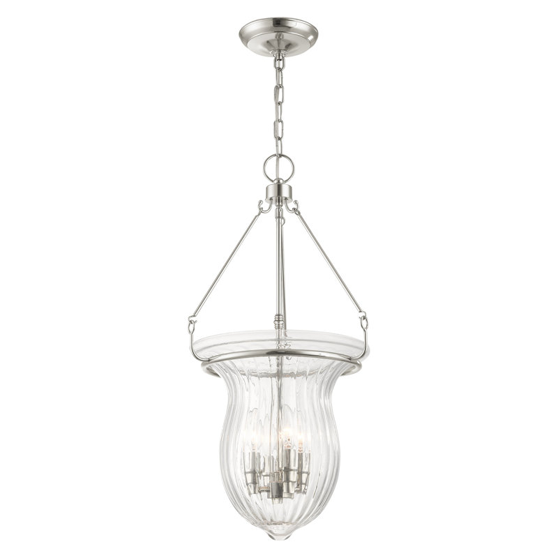 Luminaire suspendu urne 4 lumières Bachmann, Nickel poli