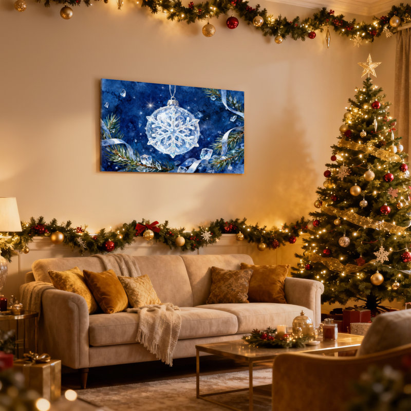 Ornement en forme de flocon de neige de Noël, ensemble de 3 impressions sur toile, H 12 po x l 18 po