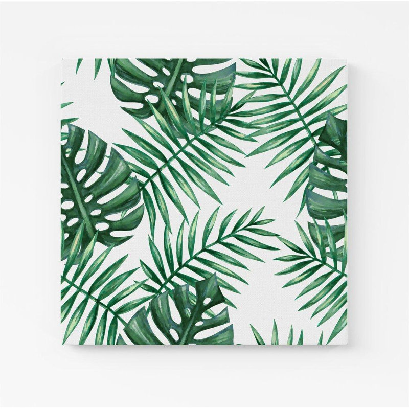 WATERCOLOUR TROPICAL LEAVES - Wrapped Canvas Print