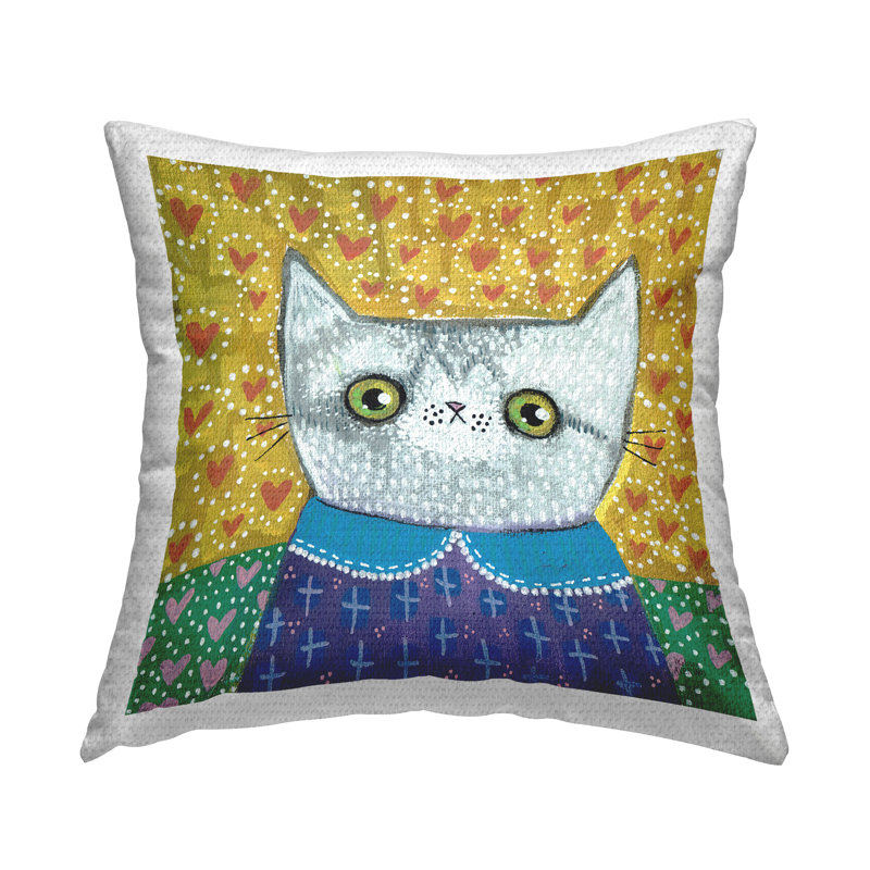 Conception de coussin d'extérieur imprimé chaton avec des motifs amusants par Melissa Averinos