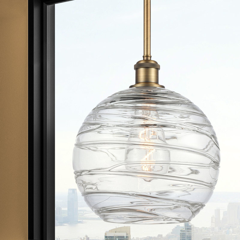 Mott 1-Light Single Pendant, Brushed Brass, 13" H x 10" W x 10" D, 6 Watt vinage LED Bulb