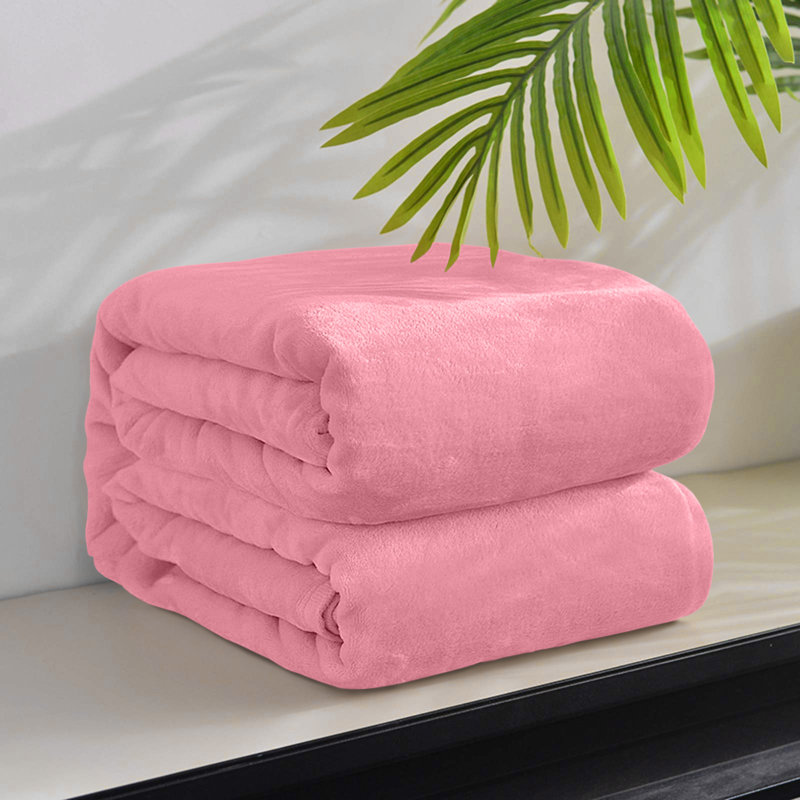 Ultra-Soft Fleece Blanket - Plush Warm Bed & Sofa Throw for All-Season Comfort, Pink, King (200cm x 240cm)