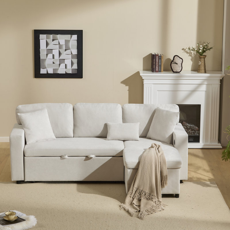 3 Seater Fabric Sofa Bed, Beige