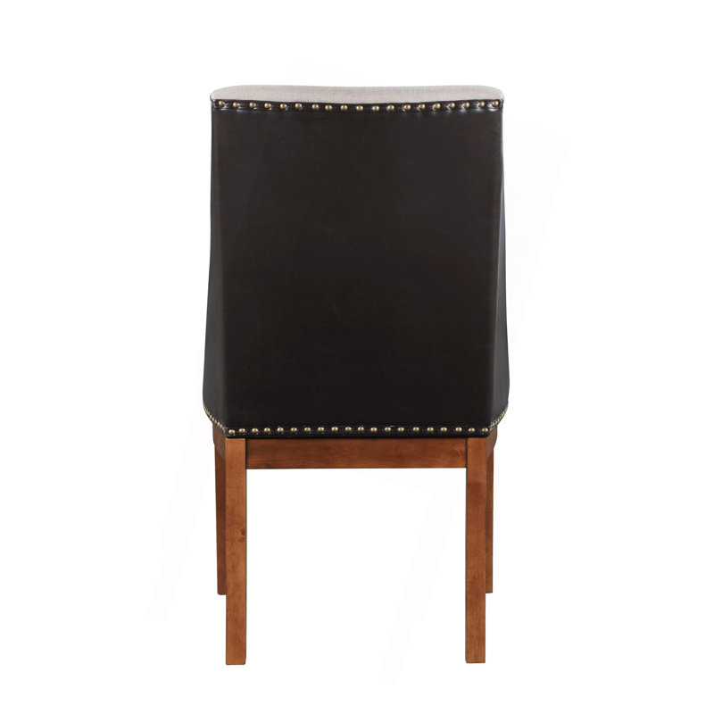 Ensemble de 2 chaises d'appoint en tissu synthétique Gilsea, cuir synthétique brun et finition brune