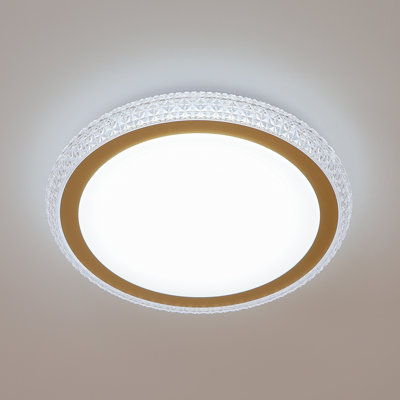 Philisha 16-inch Round LED Flush Mount Ceiling Light with Crystal-like Decorative Ring, 3CCT (3000K/4000K/5000K)