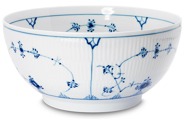 Royal Copenhagen Blue Fluted Plain 104 fl oz. Serving Bowl, 3.3" H x 7.1" W x 7.1" D