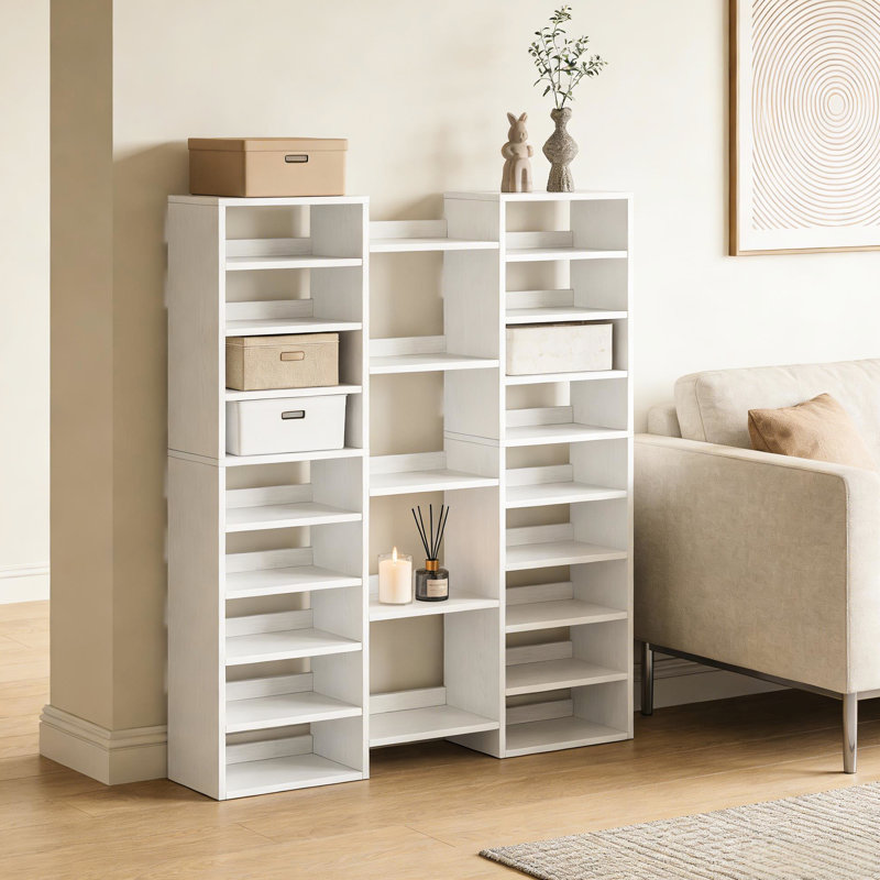 Organisateur de chaussures à 23 tablettes, blanc imperméable, de construction, convient pour la chambre à coucher, le salon, le support de solutions de rangement pour le hall d'entrée avec 23 tablettes, parfait pour réduire l'encombrement dans les espaces