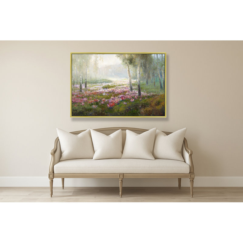 " Dawn In The Birch Grove ", 26" H x 38" W, Gold