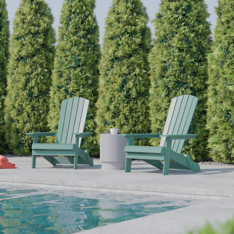 Balasi Poly Resin Folding Adirondack Chair-Indoor/Outdoor Patio Chair, Sea Foam