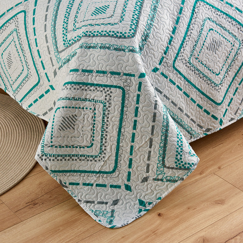 Ensemble de courtepointe réversible en microfibre 3 pièces QSM04210203 Green
