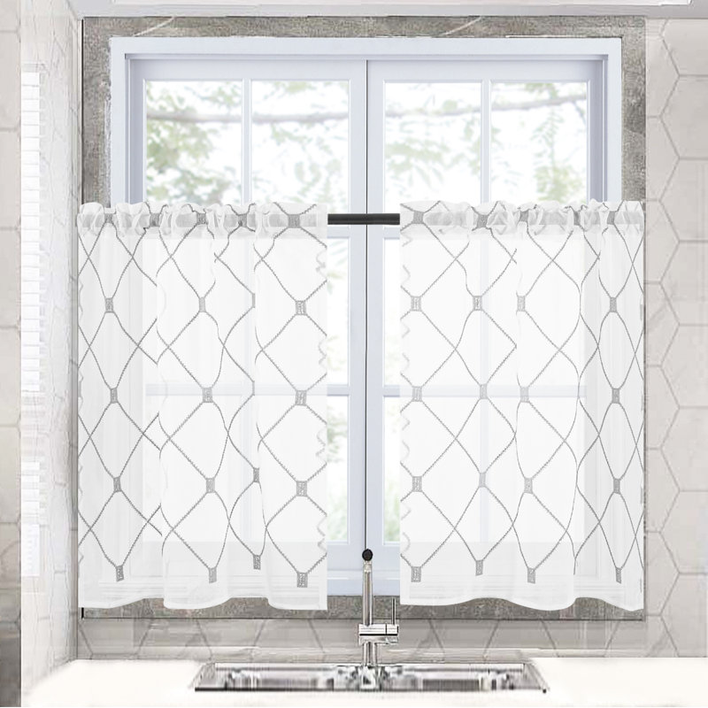 Knarr Semi Sheer Curtain Pair, Gray, 30" W x 35" L