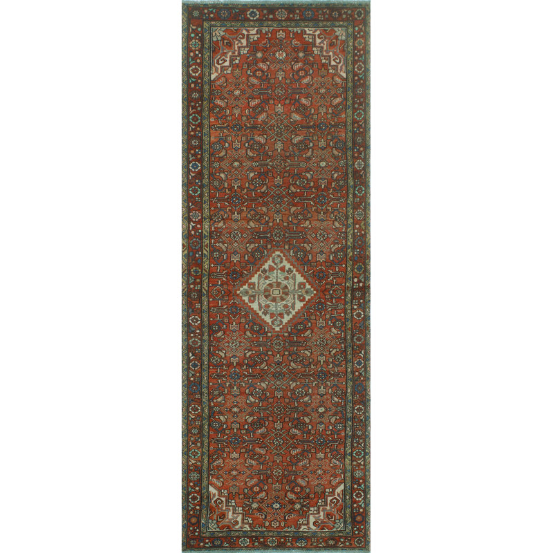 One-of-a-Kind 3'6" X 10'1 1980s Runner Wool Area Rug in