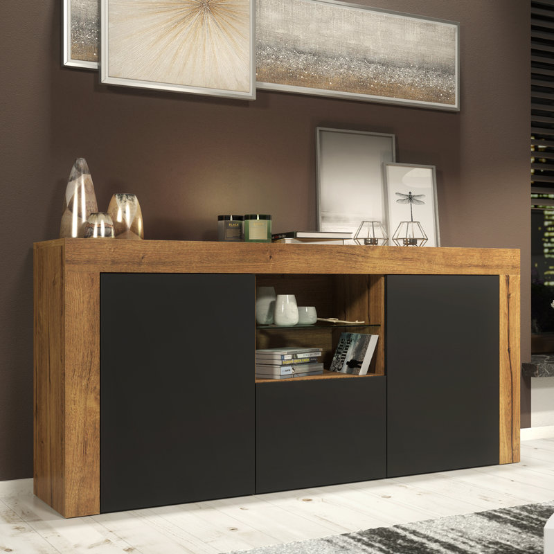 Unfinished TV Stand for TVs up to 50", Oak/Black
