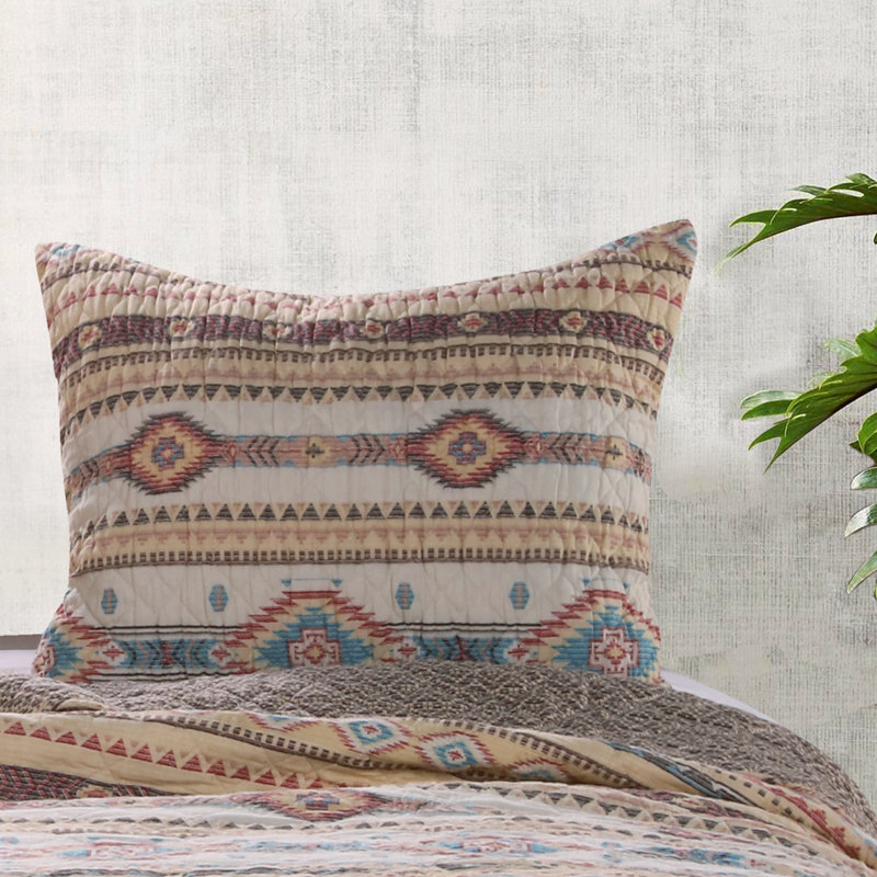 Phoenix Cotton Blend Sham Set, Standard, Red/Beige