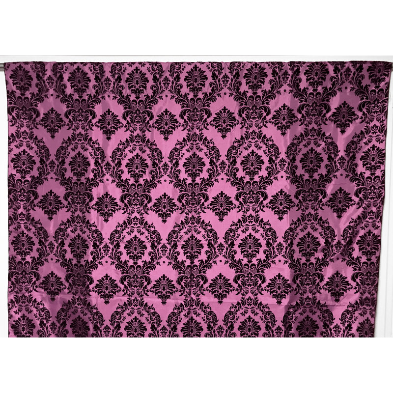 Amboy Semi Sheer Curtain Single Panel, 56" W x 108" L, Black/Pink