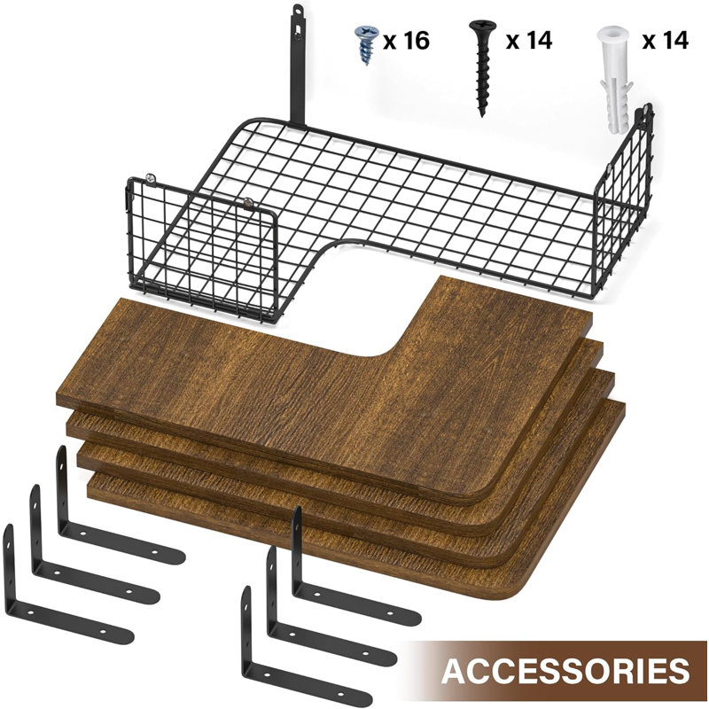 Codei Wall Bathroom Shelves, Dark Brown