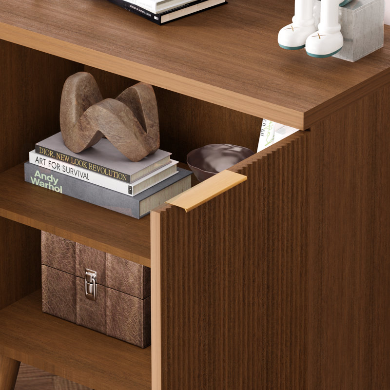 George Oliver Sideboard Buffet Cabinet, Storage Cabinet, Accent Cabinet Credenzas With 2 Fluted Doors 2 Shelves, Cupboard For Living Room Bedroom
